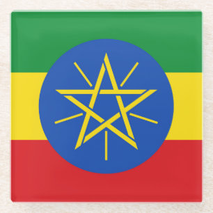Dessous-de-verre En Verre Dessous de verre en verre avec drapeau d'Ethiopie
