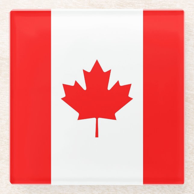 Dessous-de-verre En Verre Dessous de verre en verre avec drapeau du Canada (Devant)