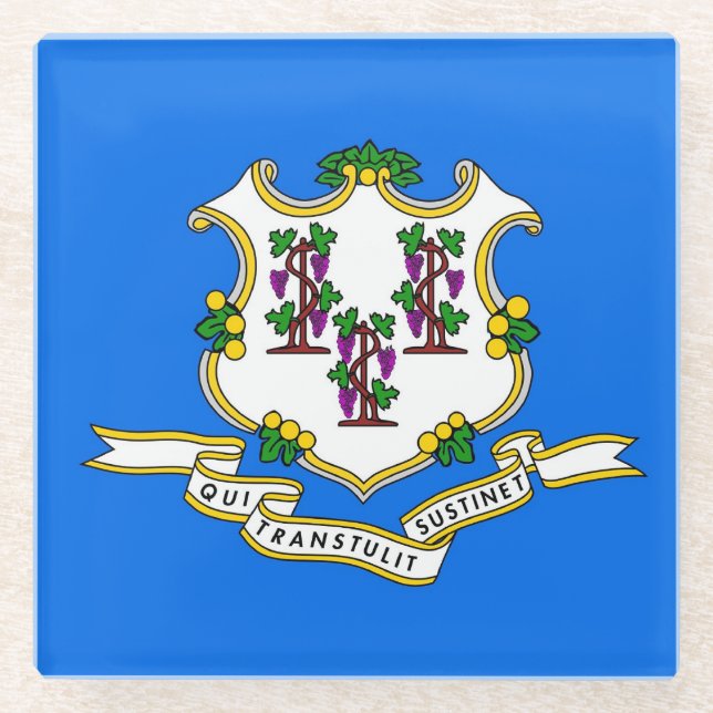 Dessous-de-verre En Verre Dessous de verre en verre avec drapeau du Connecti (Devant)