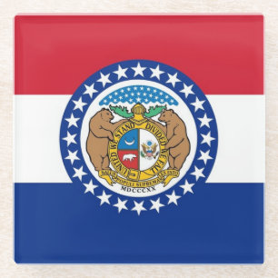 Dessous-de-verre En Verre Dessous de verre en verre avec drapeau du Missouri