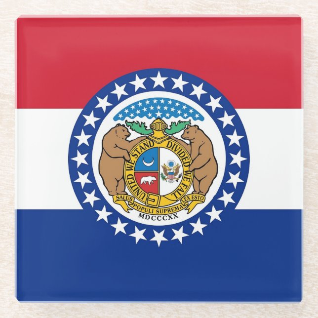 Dessous-de-verre En Verre Dessous de verre en verre avec drapeau du Missouri (Devant)
