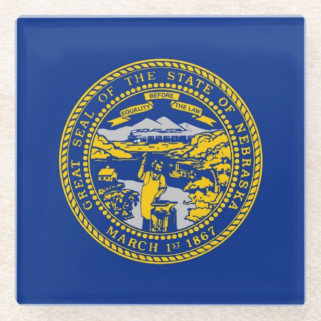Dessous-de-verre En Verre Dessous de verre en verre avec drapeau du Nebraska (Devant)