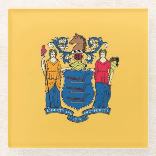 Dessous-de-verre En Verre Dessous de verre en verre avec drapeau du New Jers