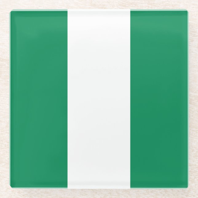 Dessous-de-verre En Verre Dessous de verre en verre avec drapeau du Nigeria (Devant)