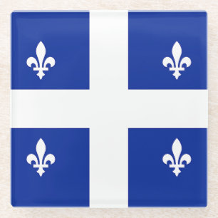 Dessous-de-verre En Verre Dessous de verre en verre avec drapeau du Québec,