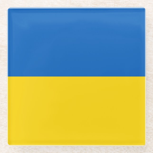 Dessous-de-verre En Verre Dessous de verre en verre avec drapeau d'Ukraine (Devant)
