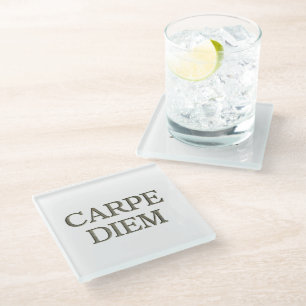 Dessous-de-verre En Verre Dessous de verre en verre blanc Carpe Diem
