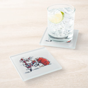Dessous-de-verre En Verre Dessous de verre en verre blanc Père Noël en col