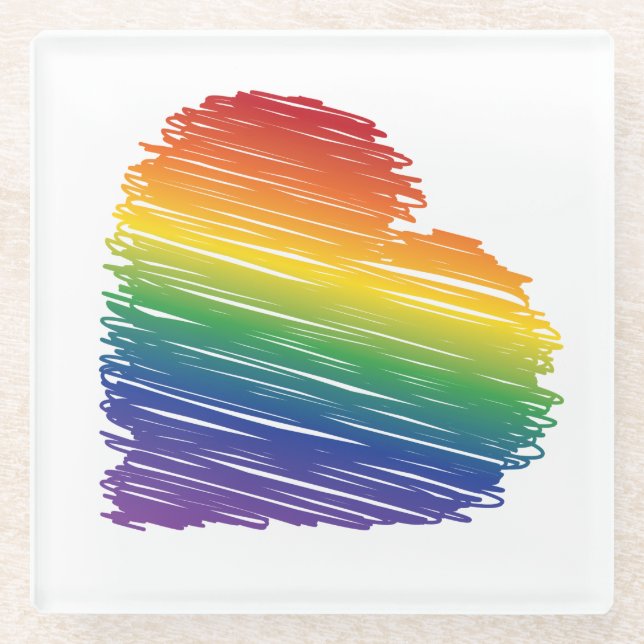 Dessous-de-verre En Verre Dessous de verre en verre carré Rainbow scribble h (Devant)