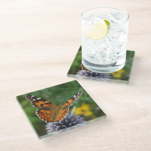 Dessous-de-verre En Verre Dessous de verre en verre de chardon papillon