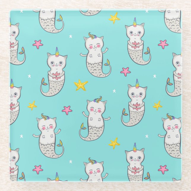 Dessous-de-verre En Verre Dessous de verre en verre de chats mignons (Devant)