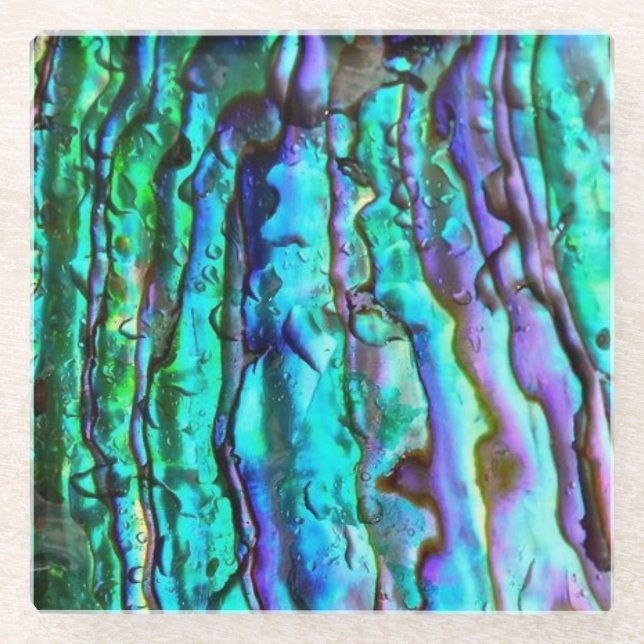 Dessous-de-verre En Verre dessous de verre en verre de coquillage d'Abalone (Devant)