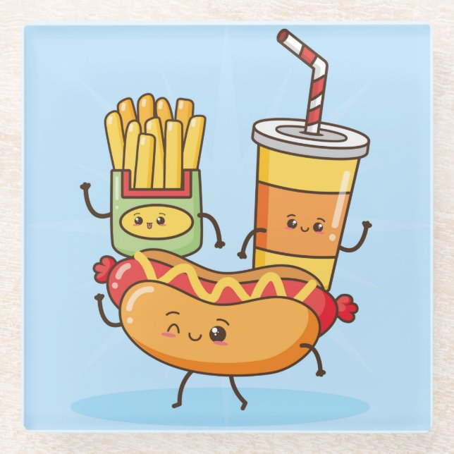 Dessous-de-verre En Verre Dessous de verre en verre de cuisine Kawaii (Devant)