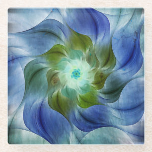 Dessous-de-verre En Verre Dessous de verre en verre de Fleur Fractée Blue Gr