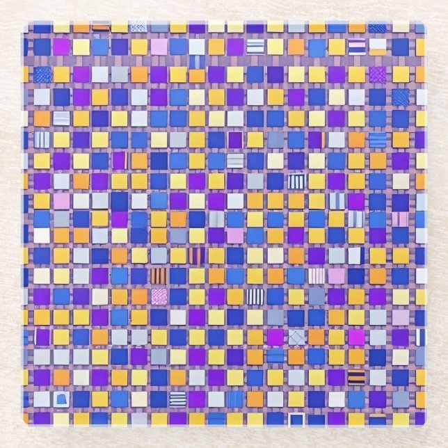 Dessous-de-verre En Verre Dessous de verre en verre de grille métallique mod (Devant)