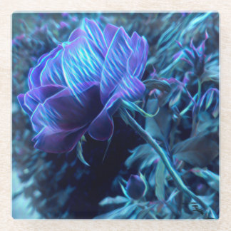 Dessous-de-verre En Verre Dessous de verre en verre de jardin Rose électriqu