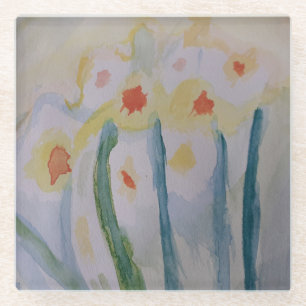 Dessous-de-verre En Verre Dessous de verre en verre de jonquilles Abstraites