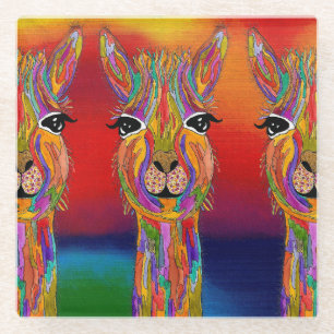 Dessous-de-verre En Verre Dessous de verre en verre de Llama mignon et color