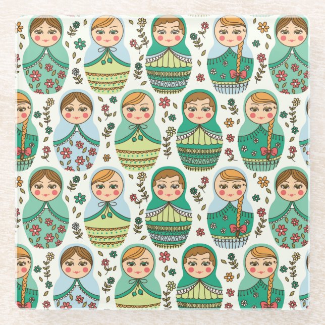 Dessous-de-verre En Verre Dessous de verre en verre de poupées de nidificati (Devant)