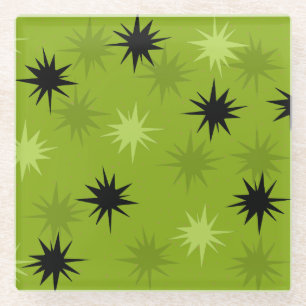 Dessous-de-verre En Verre Dessous de verre en verre de Starburst vert atomiq