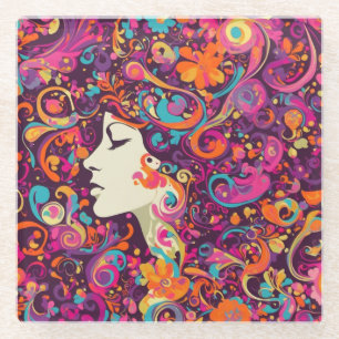 Dessous-de-verre En Verre Dessous de verre en verre de style bohème hippie r