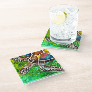 Dessous-de-verre En Verre Dessous de verre en verre de tortue