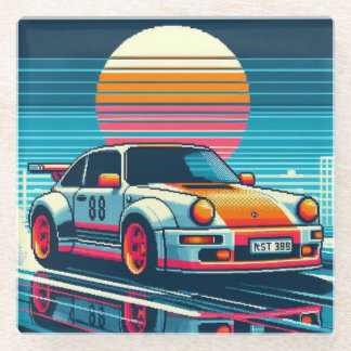 Dessous-de-verre En Verre Dessous de verre en verre de voiture de course rét