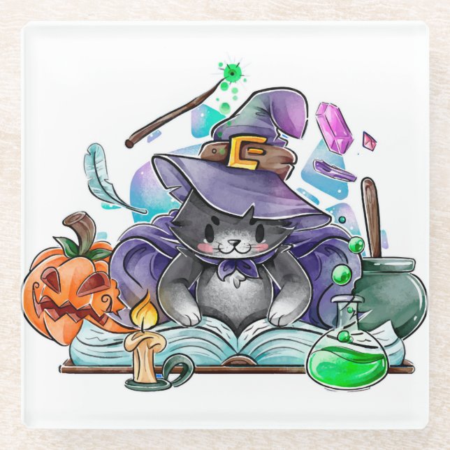 Dessous-de-verre En Verre Dessous de verre en verre d'Halloween (Devant)