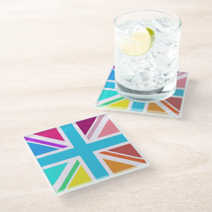 Dessous-de-verre En Verre Dessous de verre en verre - Drapeau Union Jack mul