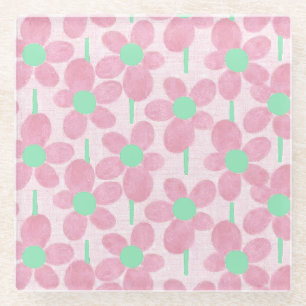 Dessous-de-verre En Verre Dessous de verre en verre floral botanique pastel