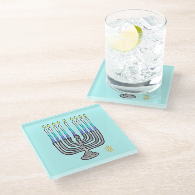Dessous-de-verre En Verre Dessous de verre en verre Giftable Menorah Whimsic (Incliné)