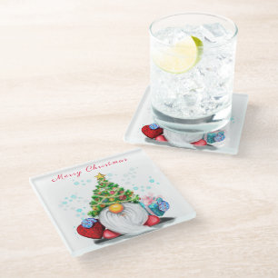 Dessous-de-verre En Verre Dessous de verre en verre Gnome de Noël