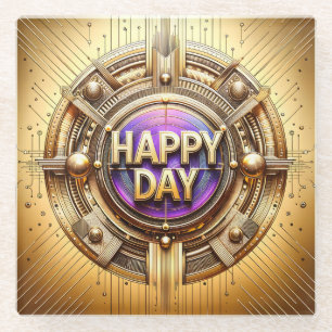 Dessous-de-verre En Verre Dessous de verre en verre Joyeux Jour Or Métallic