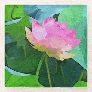 Dessous-de-verre En Verre Dessous de verre en verre Lotus rose Abstrait