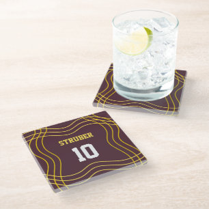 Dessous-de-verre En Verre Dessous de verre en verre marron et jaune inspiré