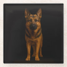 Dessous de verre en verre noir 4 Luxe, chien de be