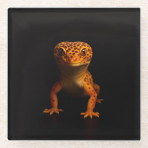 Dessous-de-verre En Verre Dessous de verre en verre noir 4 Luxe, Gecko Léopa