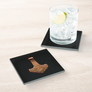 Dessous-de-verre En Verre Dessous de verre en verre noir Cuivre Thor Hammer