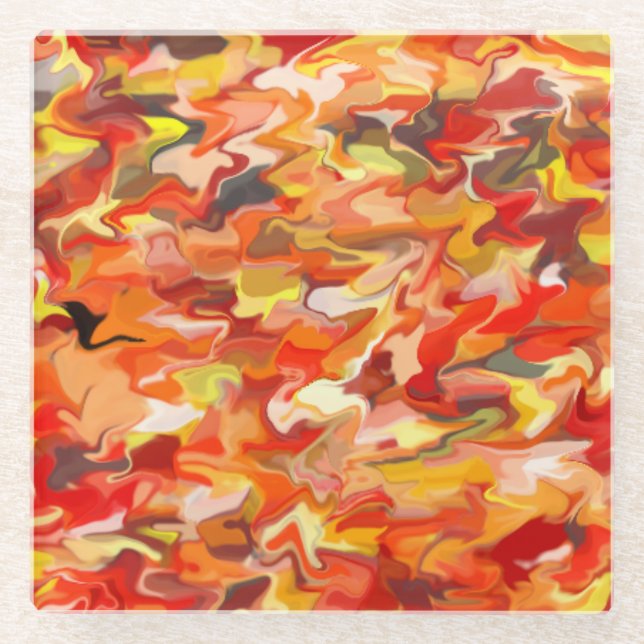 Dessous-de-verre En Verre Dessous de verre en verre Orange (Devant)