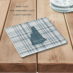 Dessous-de-verre En Verre Dessous de verre en verre personnalisé à carreaux 