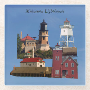 Dessous-de-verre En Verre Dessous de verre en verre phares du Minnesota