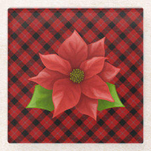 Dessous-de-verre En Verre Dessous de verre en verre Poinsettia de Noël