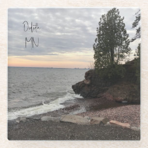 Dessous-de-verre En Verre Dessous de verre en verre, rive du lac Supérieur à