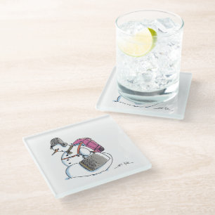 Dessous-de-verre En Verre Dessous de verre en verre transparent Snowman