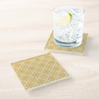 Dessous-de-verre En Verre Dessous de verre en verre - treillis tissé en jaun