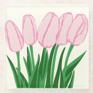 Dessous-de-verre En Verre Dessous de verre en verre Tulip rose