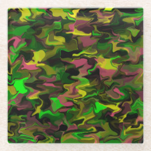 Dessous-de-verre En Verre Dessous de verre en verre vert violet jaune