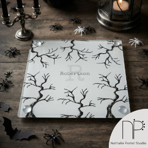 Dessous-de-verre En Verre Dessous de verre Halloween en verre Arbre Chêne Sq