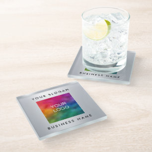 Dessous-de-verre En Verre Dessous de verre Logo Personnalisé Faux Argent Rev