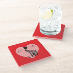 Dessous-de-verre En Verre Dessous de verre Love Cats